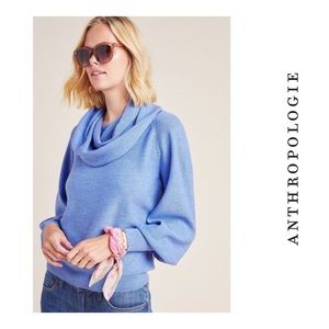 Anthropologie Blue Cowl Neck Sweater